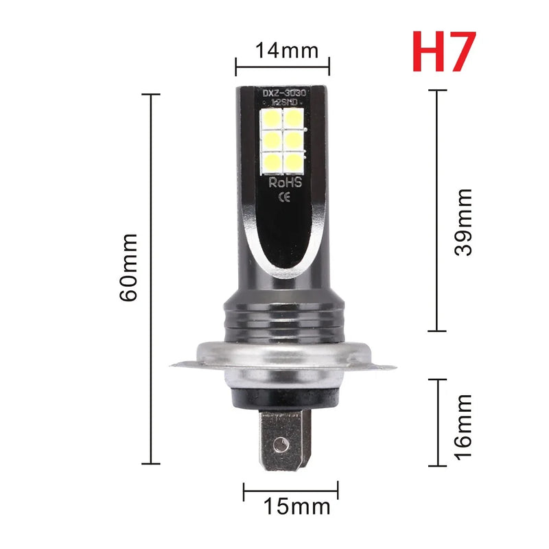 2Pcs H8 H11 Lâmpada LED H16 JP 9005 HB3 9006 HB4 Lâmpada LED Super Brilhante Car Fog Lights Day Driving Light 12V 24V 6000K Branco