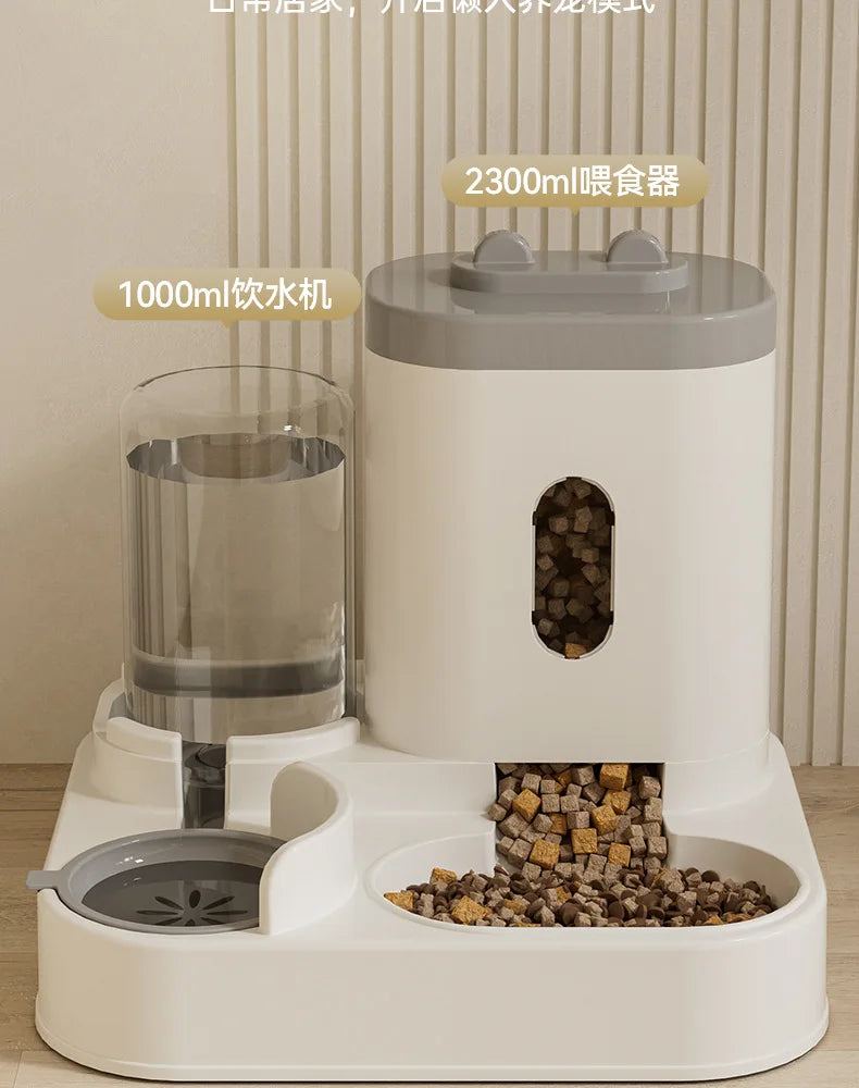 Alimentador automático gato cão tigela de alimento com fonte de água animal de grande capacidade levantado stand prato tigela para gato bebedor acessórios