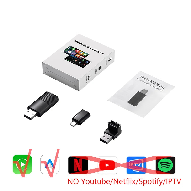 OTTOMOTION Play2 Video Pro Wireless CarPlay Android Auto Adapter Construído no Youtube Netflix IPTV Video Box para acessórios de carro