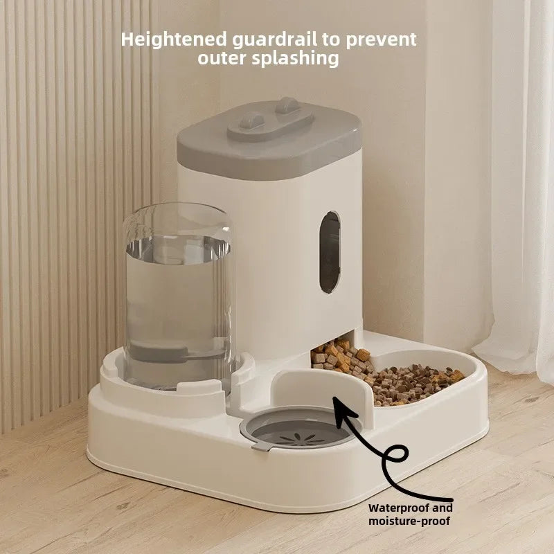 Alimentador automático gato cão tigela de alimento com fonte de água animal de grande capacidade levantado stand prato tigela para gato bebedor acessórios