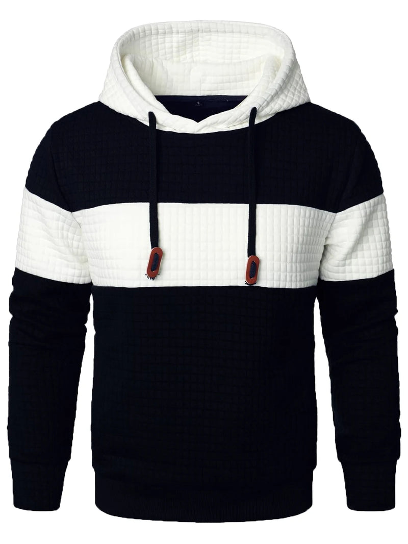 Moda masculina cor solta combinando hoodie casual respirável manga longa hoodie rua atividades ao ar livre