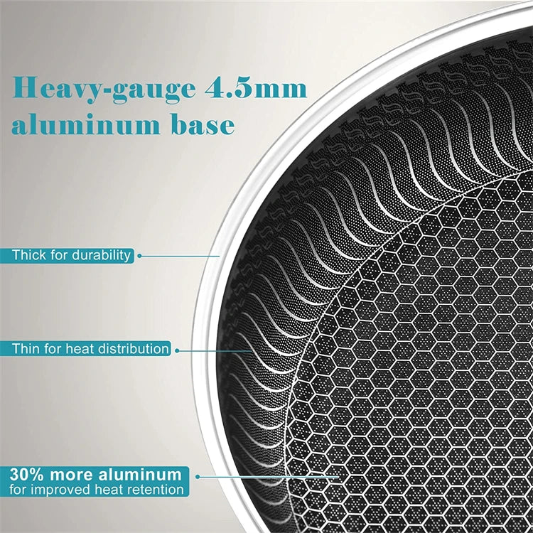 LMETJMA Frigideira de aço inoxidável antiaderente frigideira favo de mel com tampa indução cerâmica elétrica a gás cooktops compatíveis KC0480