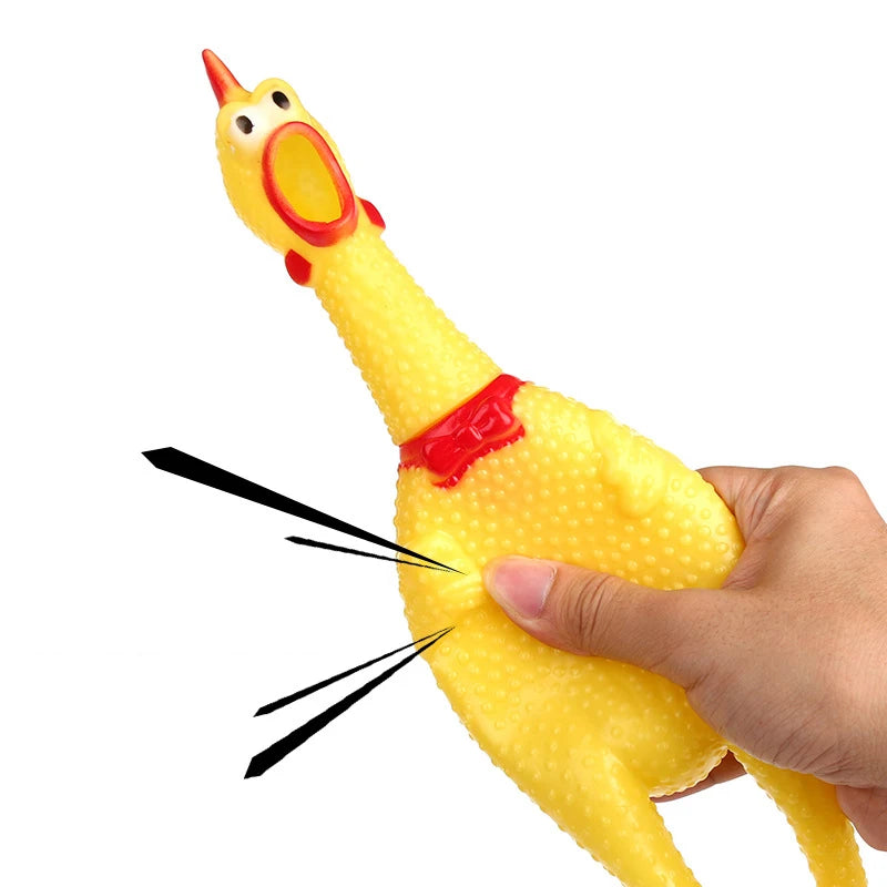 16cm 29cm 35cm Novos Animais de Estimação Dog Squeak Toys Gritando Frango Squeeze Som Dog Chew Toy Durável Engraçado Amarelo Borracha Ventilar Frango