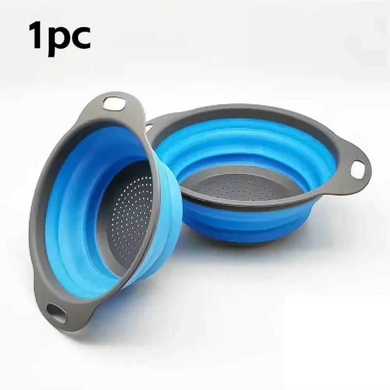 Cesta de drenagem dobrável de silicone Cesta de lavagem de vegetais de frutas Coador dobrável Colander Drenador dobrável Ferramenta de armazenamento de cozinha