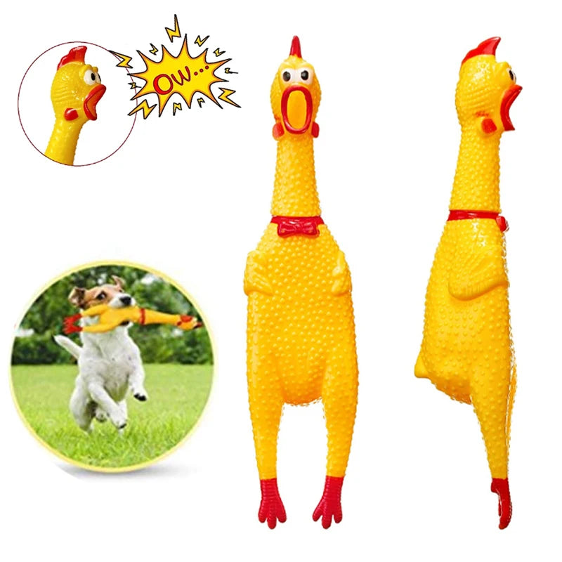 16cm 29cm 35cm Novos Animais de Estimação Dog Squeak Toys Gritando Frango Squeeze Som Dog Chew Toy Durável Engraçado Amarelo Borracha Ventilar Frango