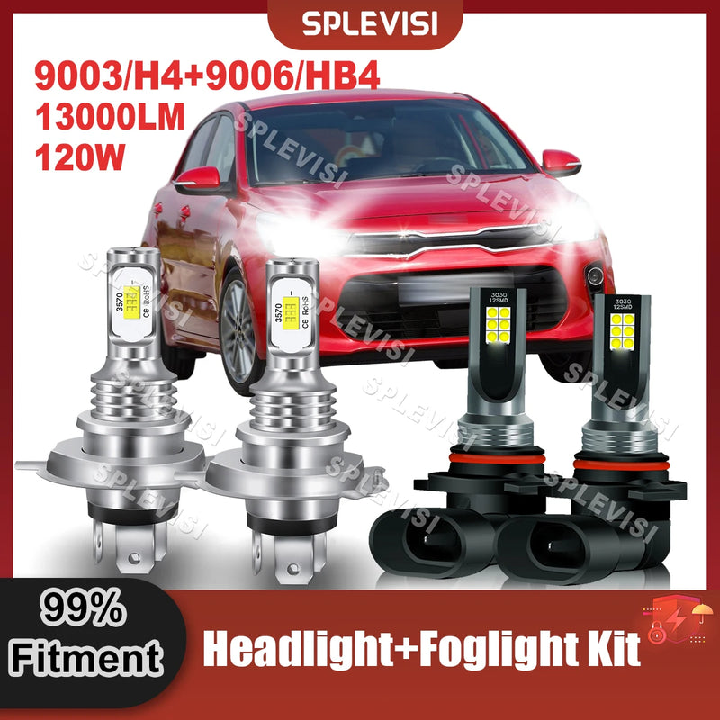 Lâmpada LED Auto H4/9003+9006/HB4 Farol Kit Farol 9V-24V Substituir Para Kia Rio 2012 2013 2014 2015 2016 2017 2018 2019 2020