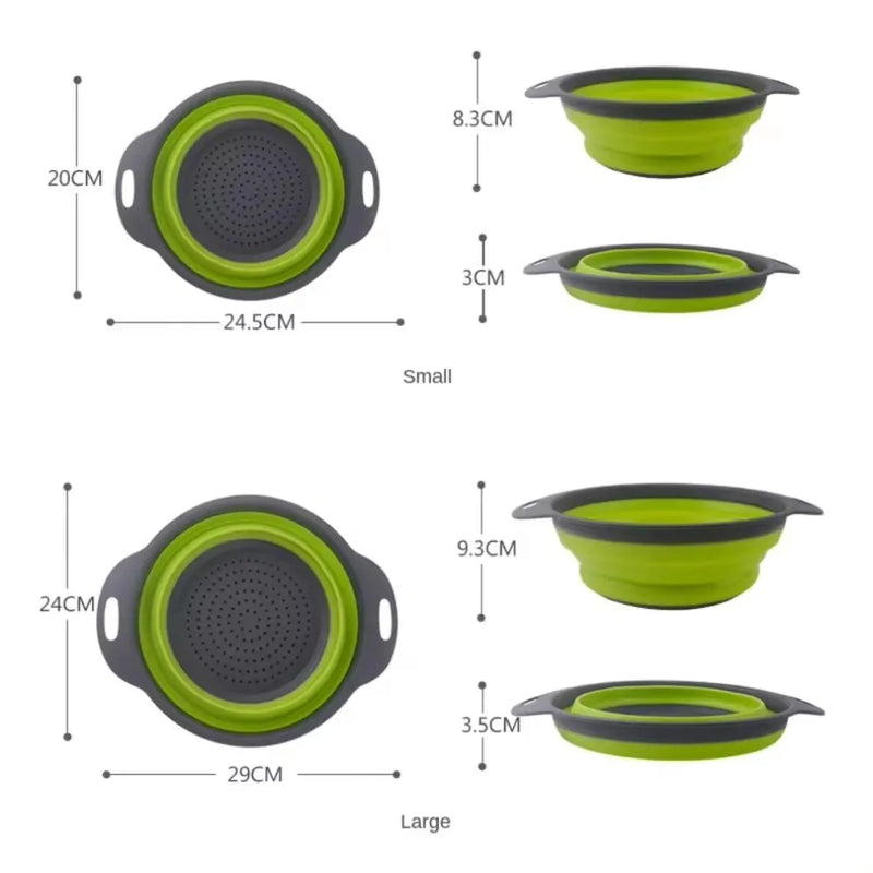 Cesta de drenagem dobrável de silicone Cesta de lavagem de vegetais de frutas Coador dobrável Colander Drenador dobrável Ferramenta de armazenamento de cozinha