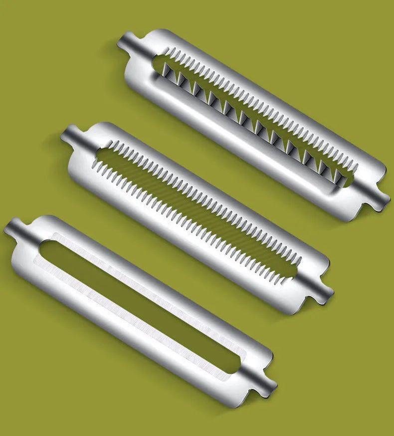 3In1 Ferramentas de cozinha multifuncionais Descascador de frutas e vegetais Ferramenta de trituração de vegetais Lâmina de aço inoxidável fácil de limpar substituir