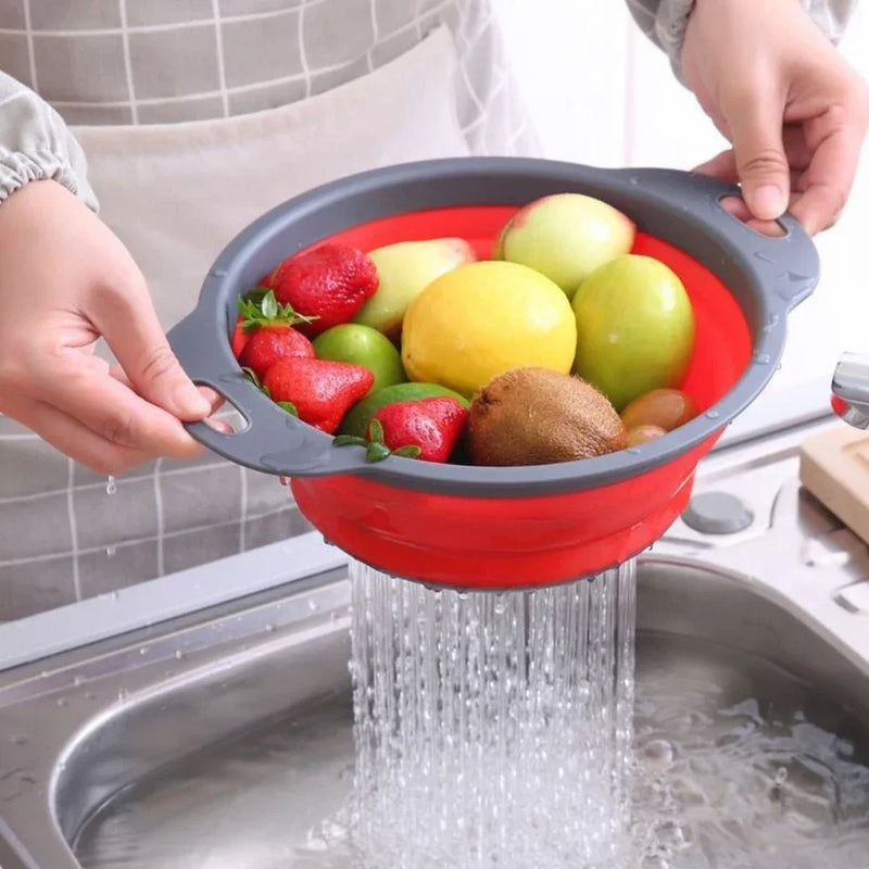 Cesta de drenagem dobrável de silicone Cesta de lavagem de vegetais de frutas Coador dobrável Colander Drenador dobrável Ferramenta de armazenamento de cozinha