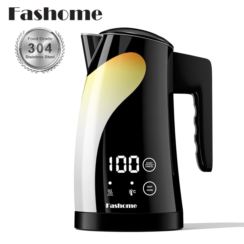 Fashome Electric Kettle 1300W 1.25L Stainless Steel Electric Tea Kettle Temperature Control Kitchen Coffee Water Kettle Pot