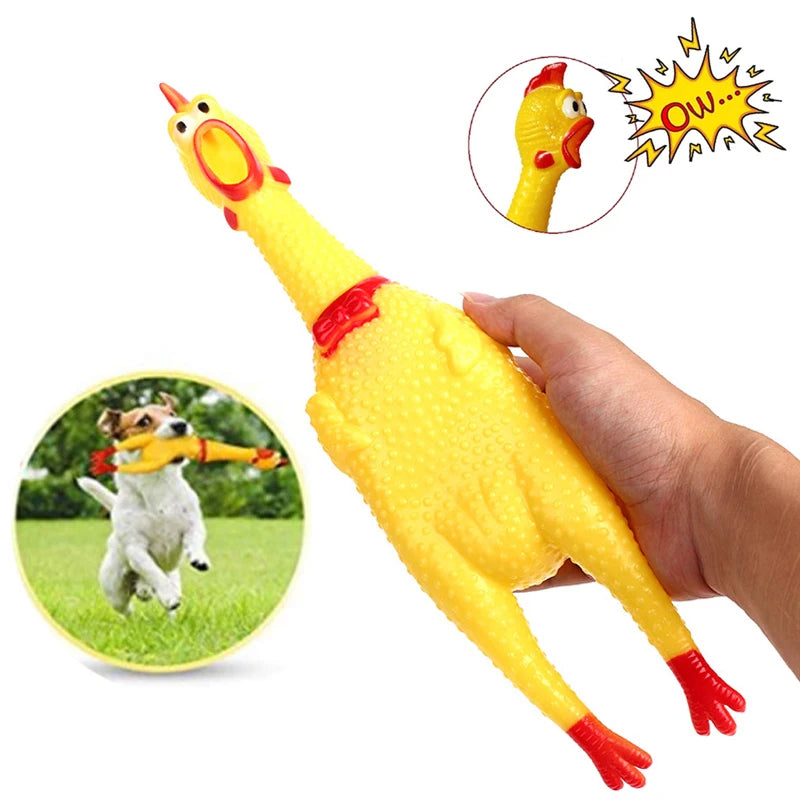 16cm 29cm 35cm Novos Animais de Estimação Dog Squeak Toys Gritando Frango Squeeze Som Dog Chew Toy Durável Engraçado Amarelo Borracha Ventilar Frango